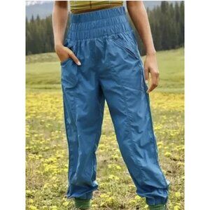 FREE PEOPLE MOVEMENT The Way Home Jogger Pants Metallic Blue Travel Gym Casual